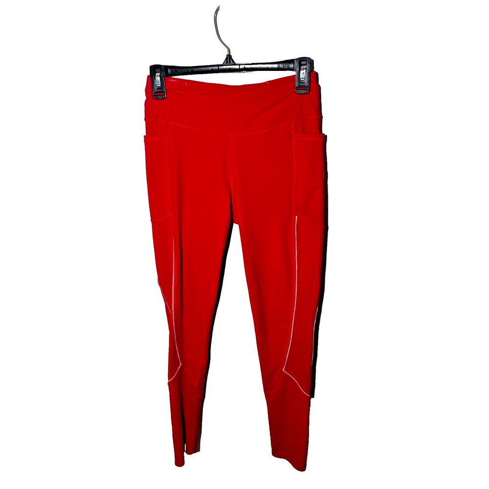 Victoria's Secret VSX Sport Knockout Red Leggings Gold Women's Sz M Pockets